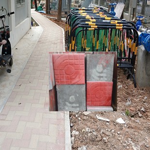 深圳高桥过道混凝土走地砖_施工比较好园林绿化花纹圆点砖