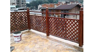 东营阳台铝合金木纹护栏图片