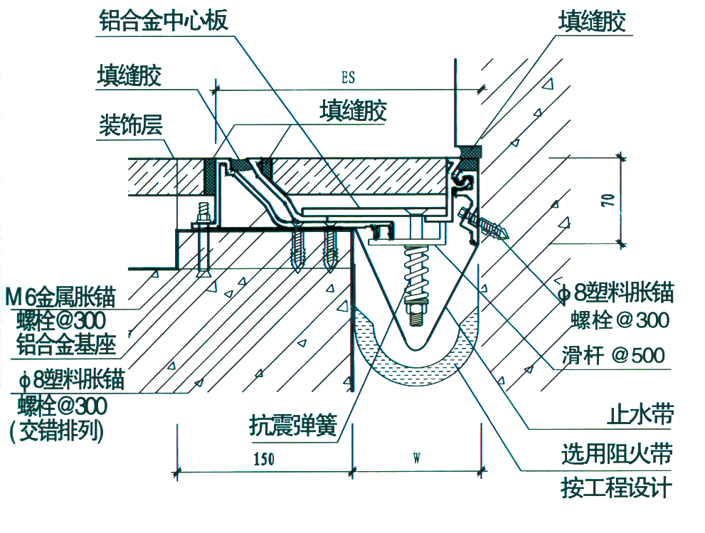 厦门铝合金建筑变形缝盖板型号